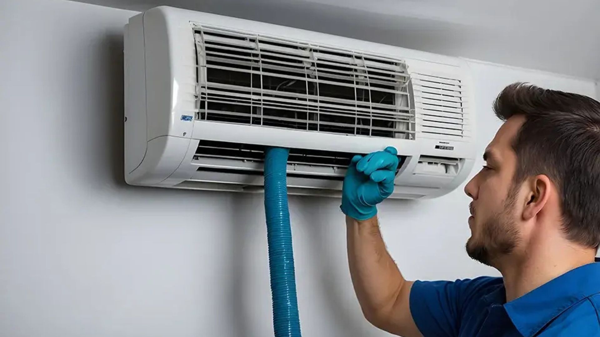 A Man servicing a Air Con in South Africa